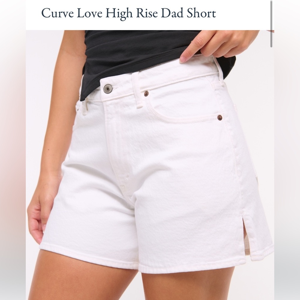 Abercrombie & Fitch White High Rise Dad Jean Shorts